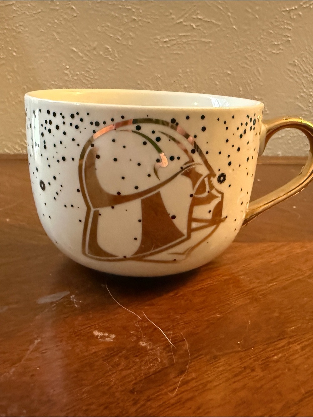 Star Wars Darth Vader Gold Accented White Ceramic Cup with Speckle Design